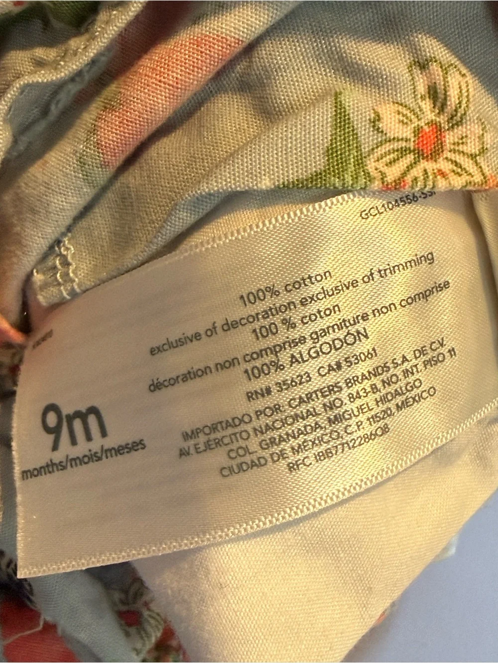 OshKosh B'gosh Light Blue Floral Baby Overalls Shorts Size 9m 100% Cotton